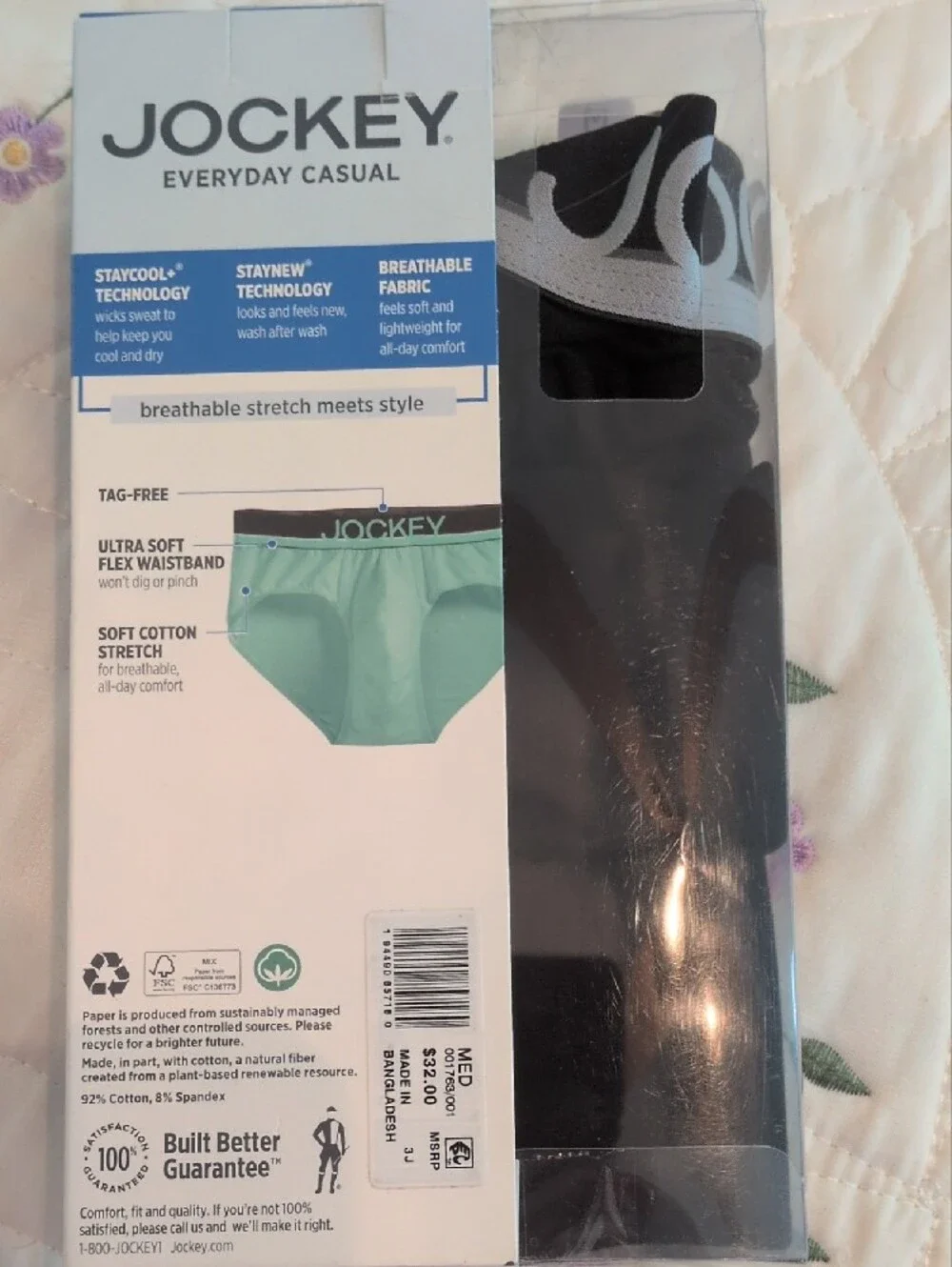 Jockey Everyday Casual Briefs - Black & Mint Green
